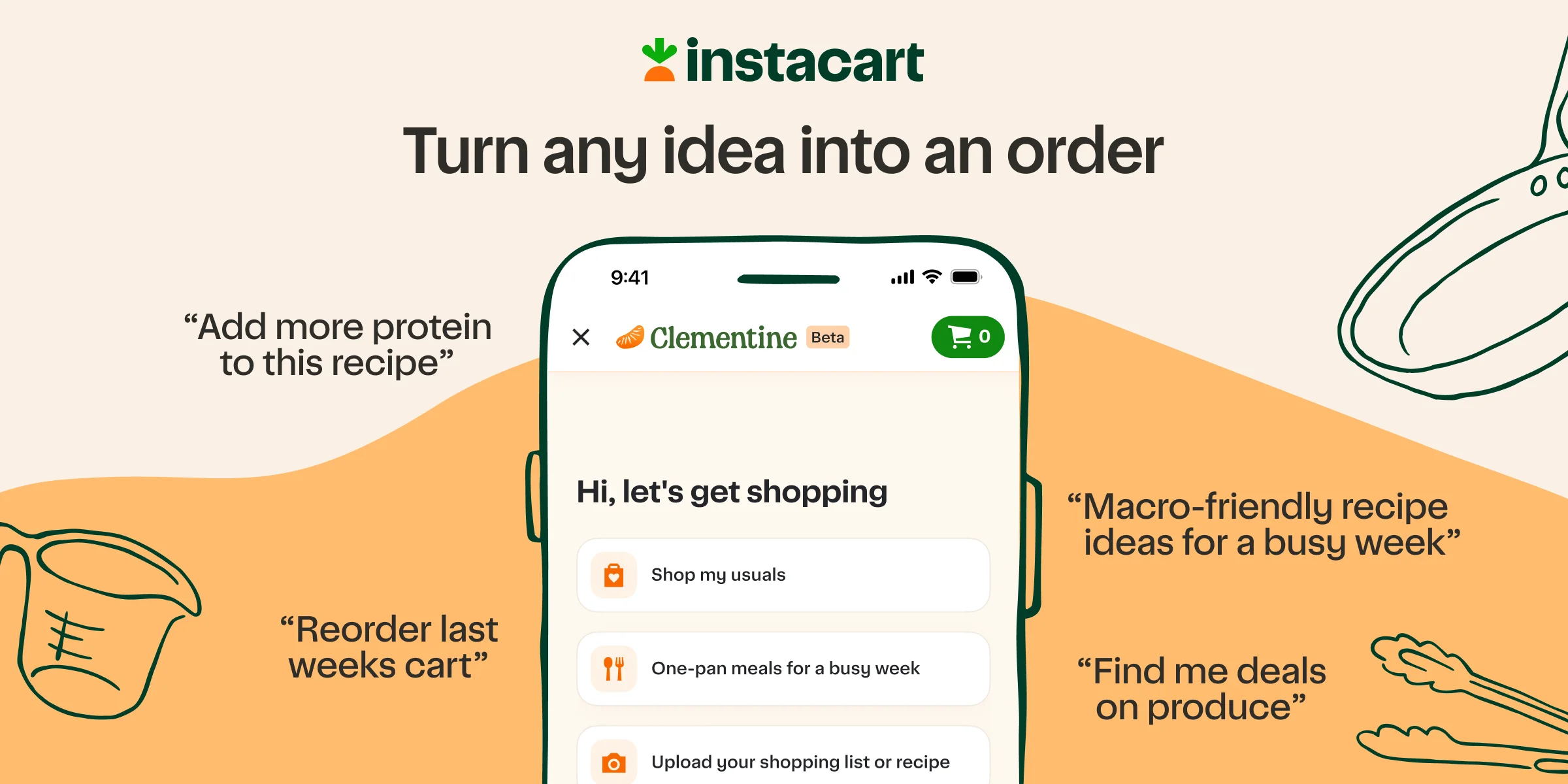 Instacartが対話型AI「Clementine」公開、レシピや写真からカートを自動作成